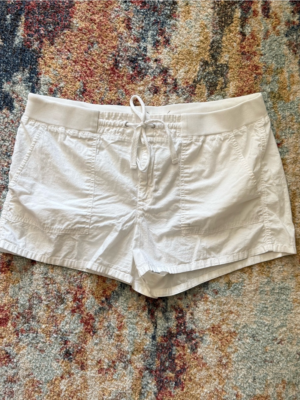 Lou & Grey White Ribbed Drawstring Shorts